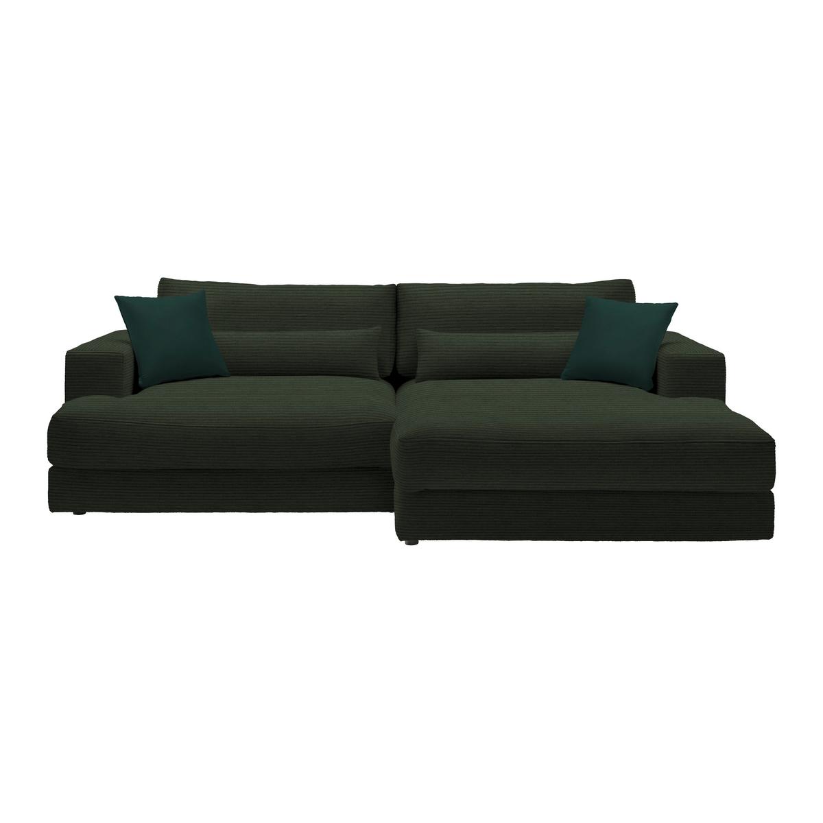 Rohová sedačka FABIONA, pravá, zelený menčester, zelená - čierna, Modern, drevo/plast (268/194cm) - Premium Living