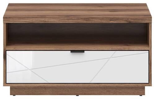 Couchtisch Forn Coffee Table - Eichefarben/Weiß Hochglanz, Design, Holzwerkstoff/Kunststoff (90/60/48,5cm)
