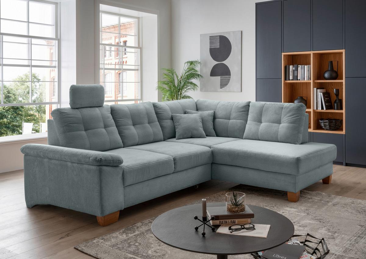 Ecksofa Brizzini Hellblau S: 274x206 Cm - Naturfarben/Hellblau, MODERN, Textil (274/206cm) - Livetastic
