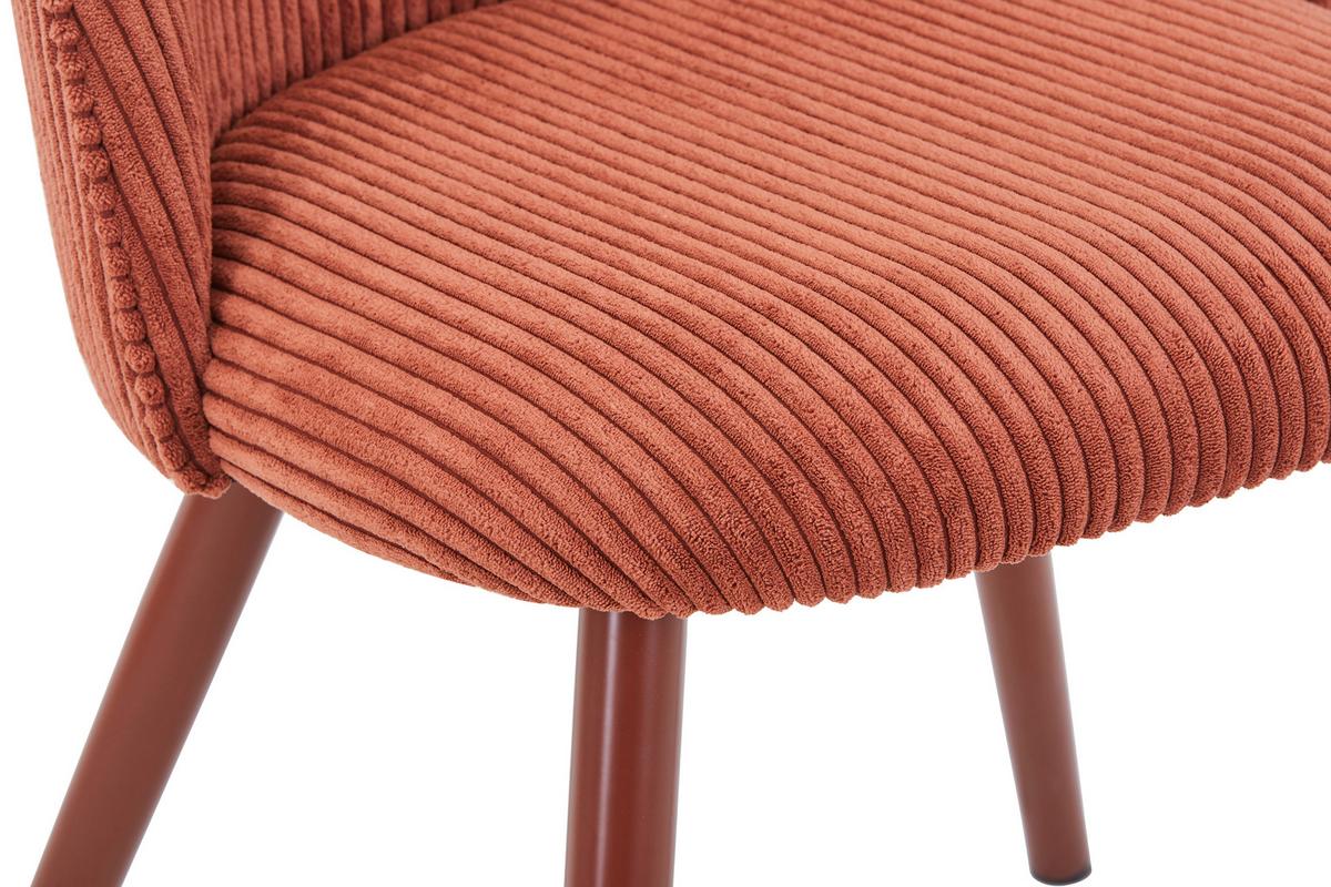 Vierfußstuhl Wando Cord Rotbraun Gepolstert - Rotbraun, Trend, Textil/Metall (53/84/54cm)