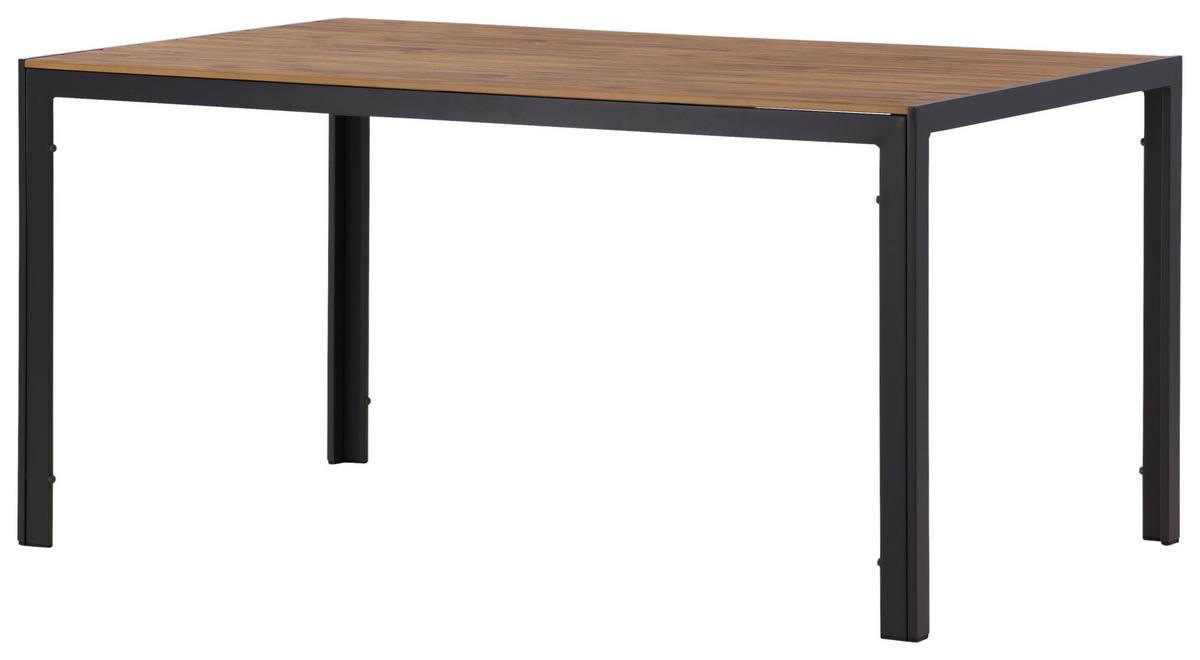 Gartentisch Break Aluminium L: 150cm - Schwarz/Naturfarben, KONVENTIONELL, Holz/Metall (150/90/75cm) - Gardenson