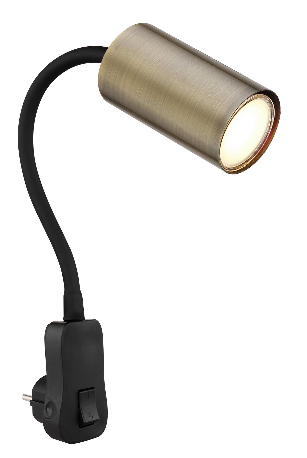 Wandleuchte 1-Flammig Felxarm und Wippschalter - Schwarz, Basics, Kunststoff/Metall (5,5/32/43cm) - Globo