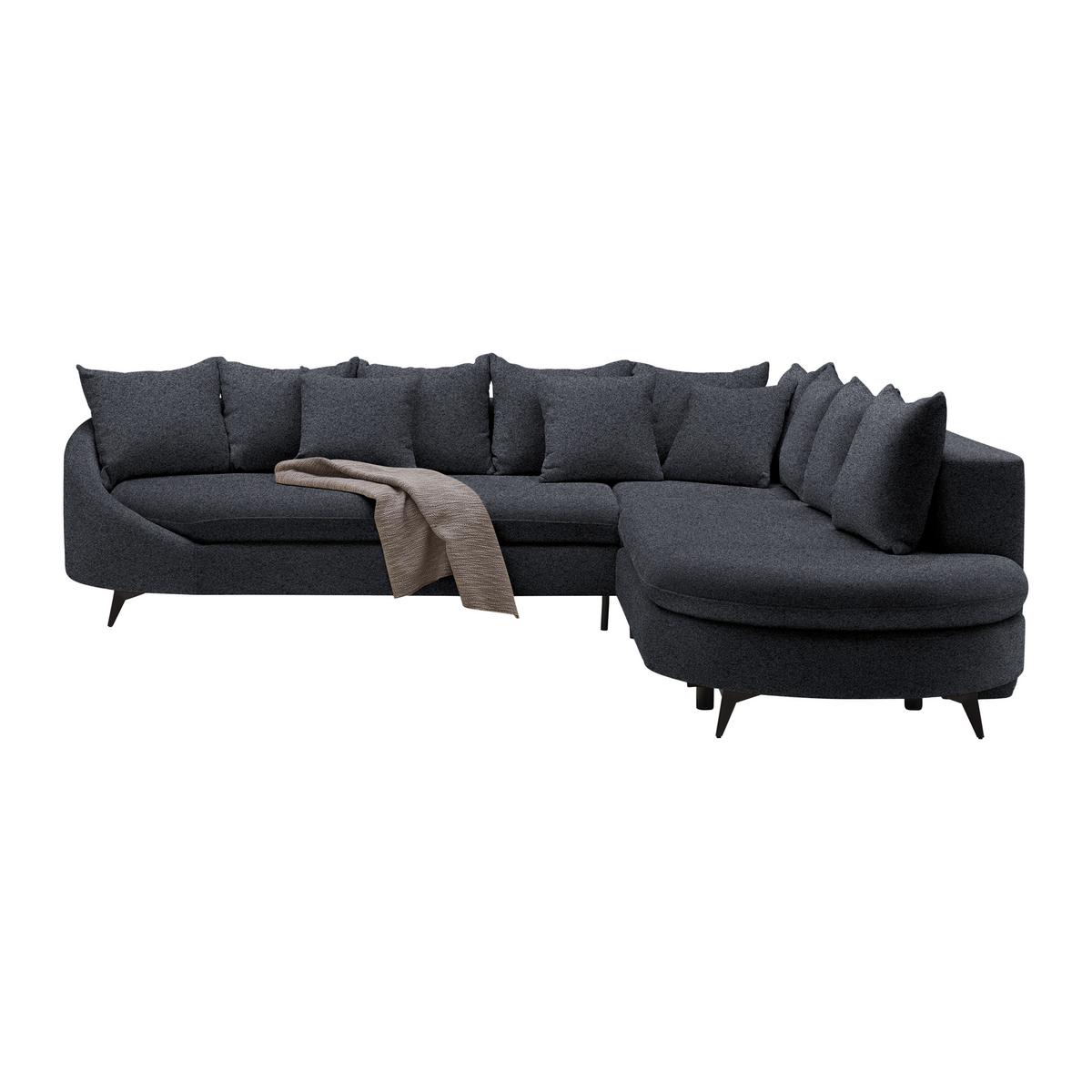 Rohová sedačka AXEL, pravá, tmavě šedá tkanina - černá/tmavě šedá, Moderní, kov/textil (291/250cm) - Mömax