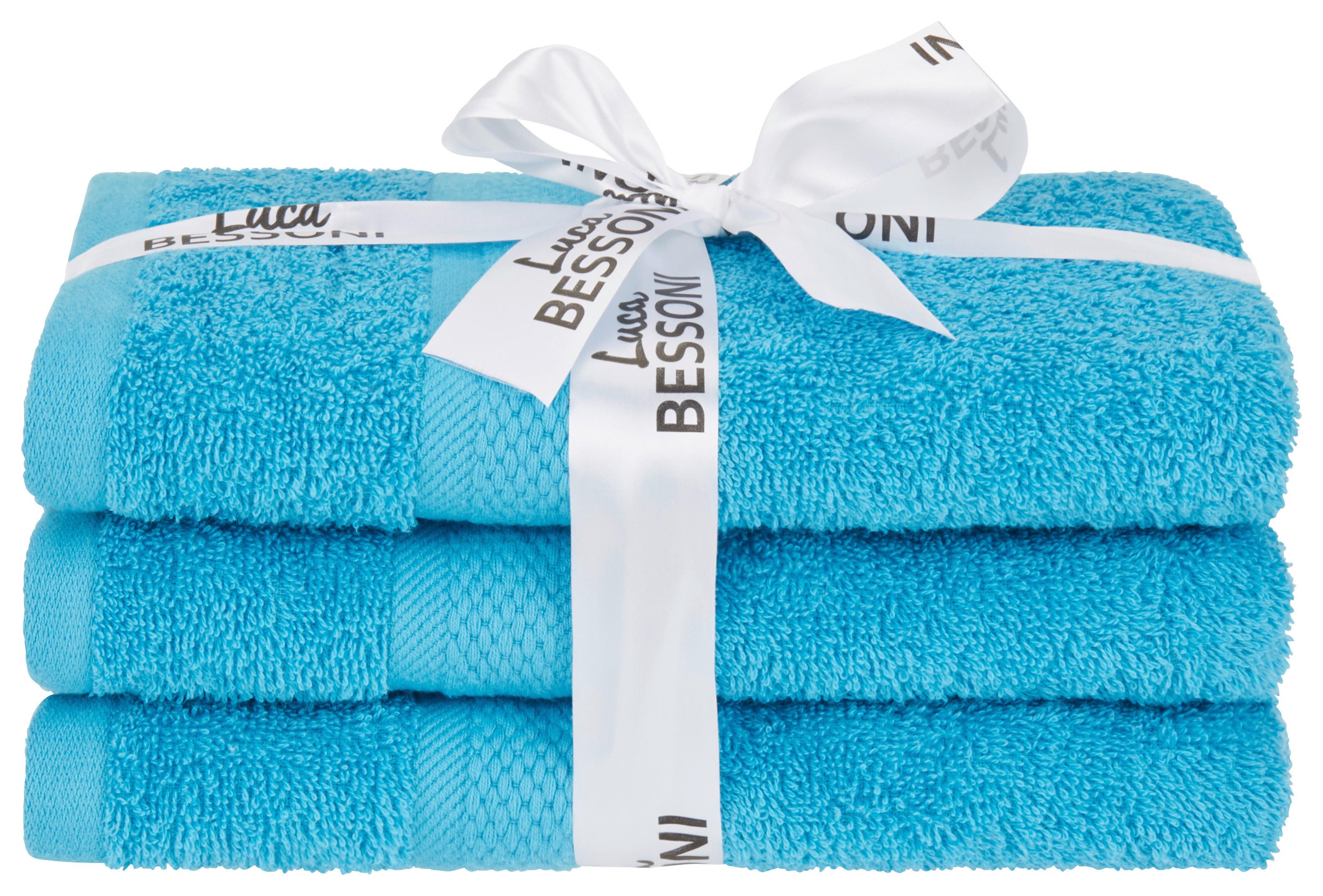 Kéztörlő Fiolina - 3er Pack - türkiz, Modern, textil (50/100cm) - Luca Bessoni