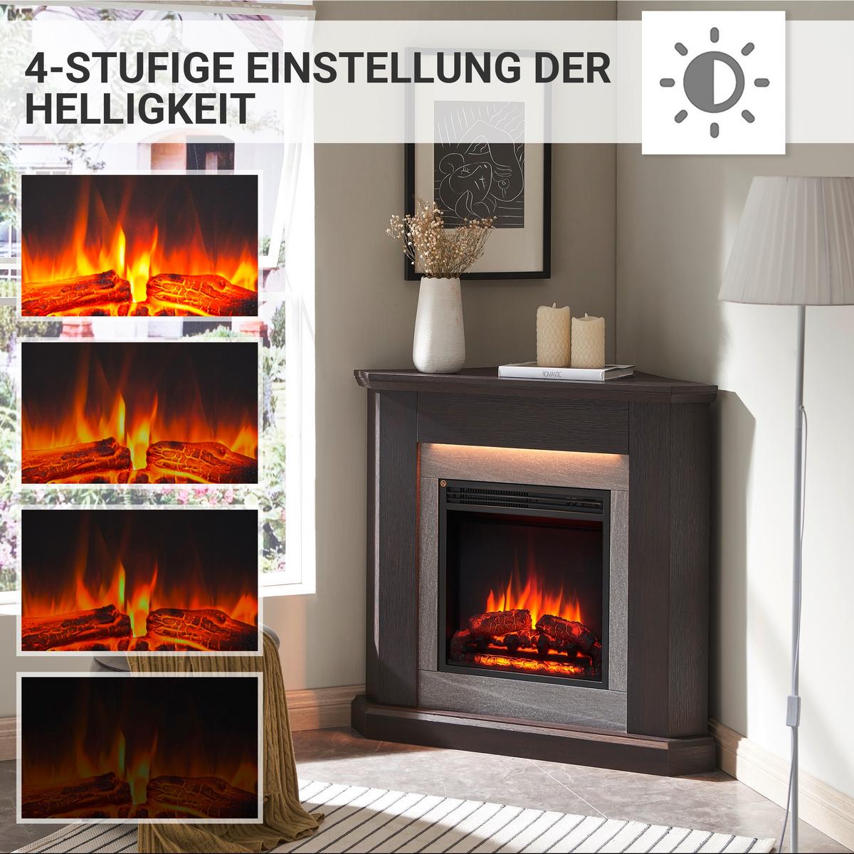 ELEKTROKAMIN PEGASOS - Dunkelbraun, Basics, Holzwerkstoff/Metall (92/92/58cm)