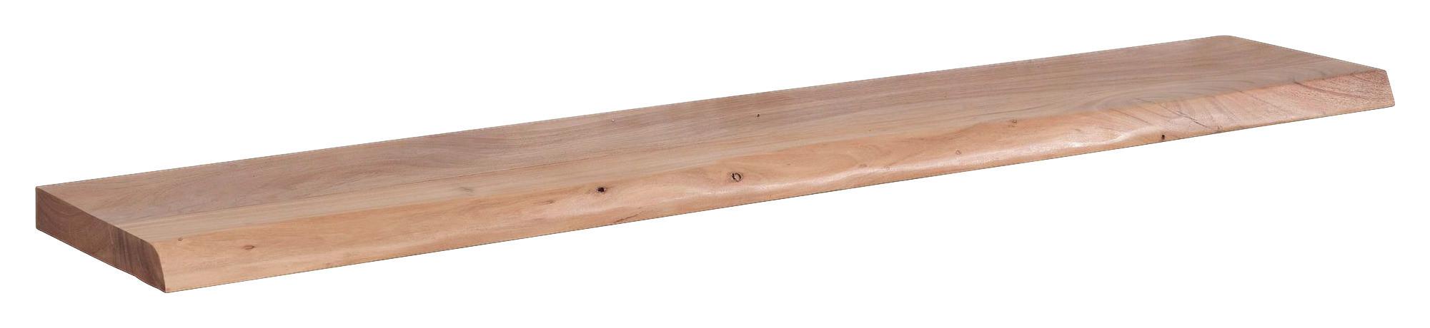Nástěnná police z masivního dřeva š: 140cm - barvy akácie, Moderní, dřevo (140/4/26cm) - MID.YOU