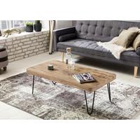 Couchtisch Mit Holzplatte Bagli, Akazie/schwarz - Schwarz/Akaziefarben, Design, Holz/Metall (115/60/40cm) - MID.YOU