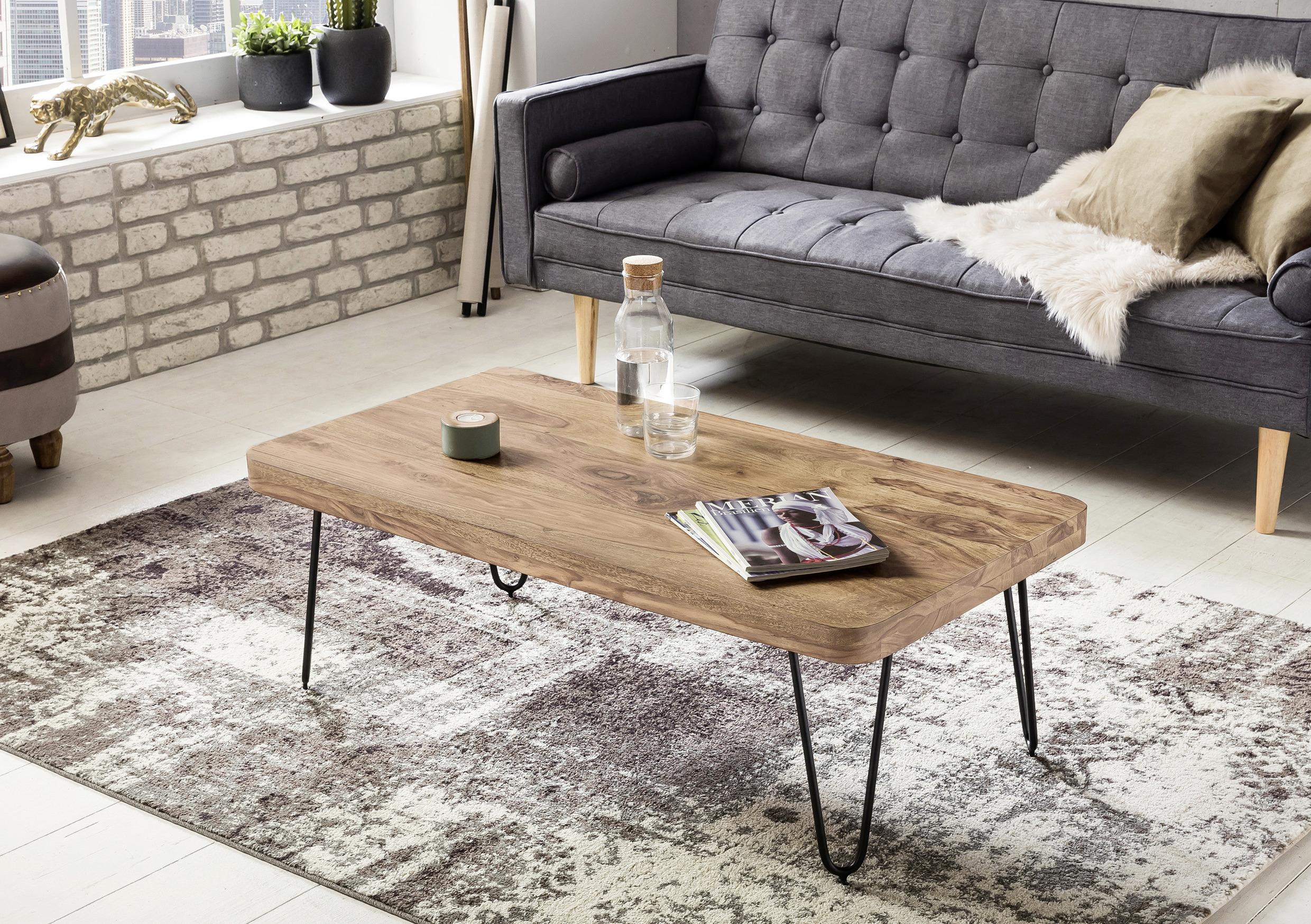 Couchtisch Mit Holzplatte Bagli, Akazie/schwarz