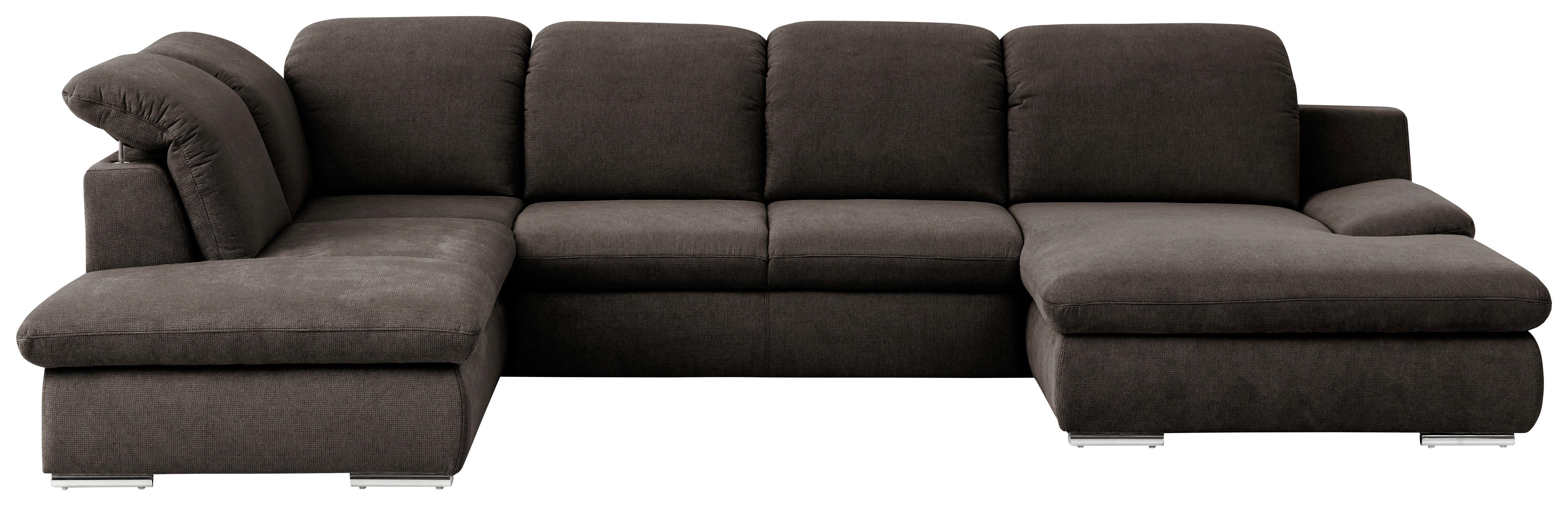 Wohnlandschaft Isona Braun Chenille - Chromfarben/Braun, Design, Textil (212/353/165cm) - Livetastic
