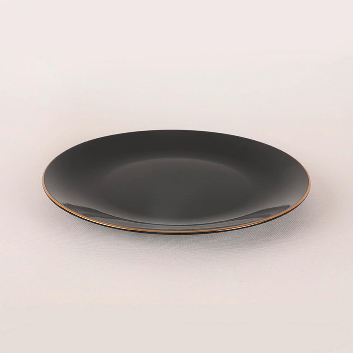 Kombiservice Porzellan, Für 6 Personen, Schwarz, Goldfarben - Goldfarben/Schwarz, Basics, Keramik (19/19/19cm) - P & B