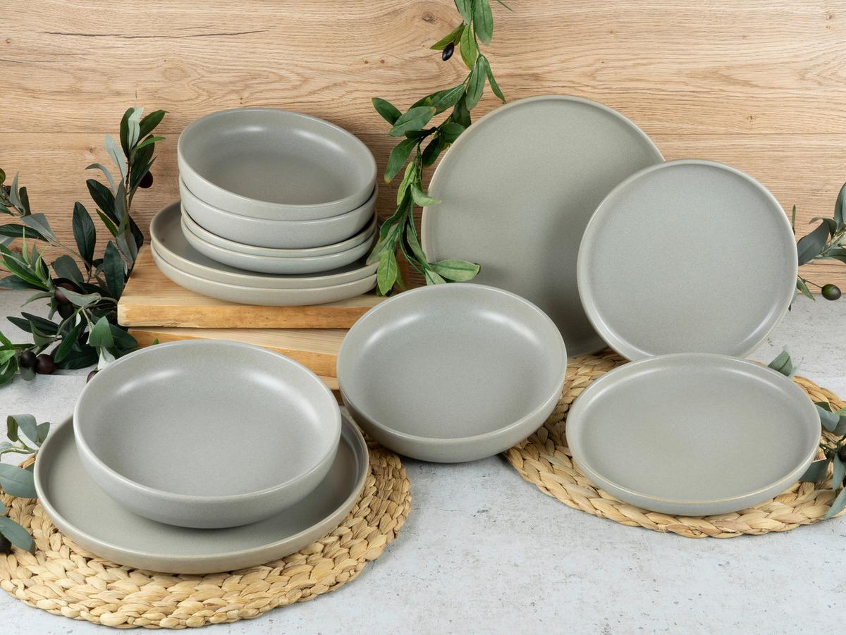 Jedálenský servis UNO GRAU - sivá, Konventionell, keramika - Creatable