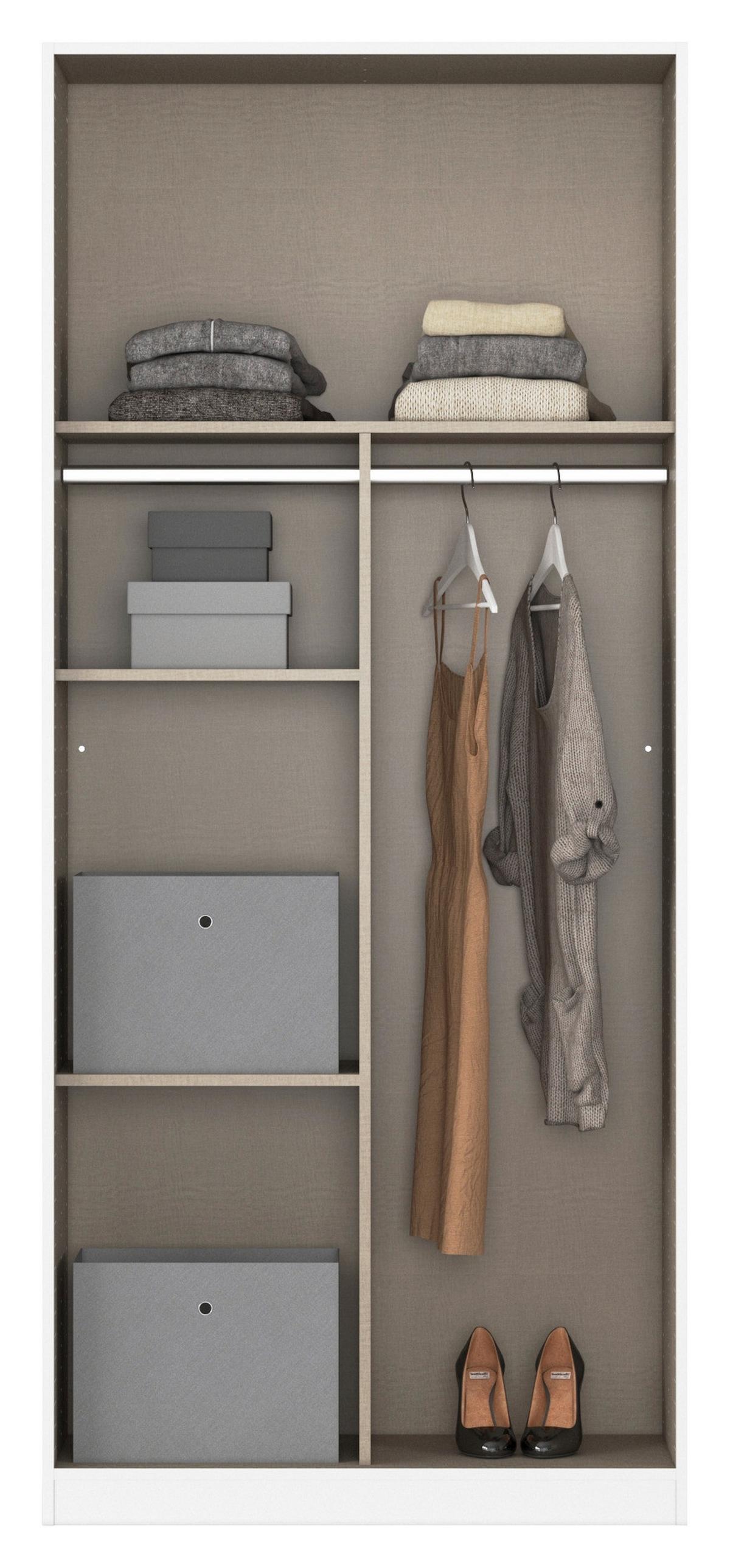 Kleiderschrank Reflect Inkl. Inneneinteilung, 2 Körbe - Silberfarben/Weiß, MODERN, Holzwerkstoff (91/210/54cm)