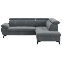 Ecksofa mit Bettfunktion Hudson, Chenille Dunkelgrau - Dunkelgrau/Schwarz, KONVENTIONELL, Textil (256/207cm) - Sembella