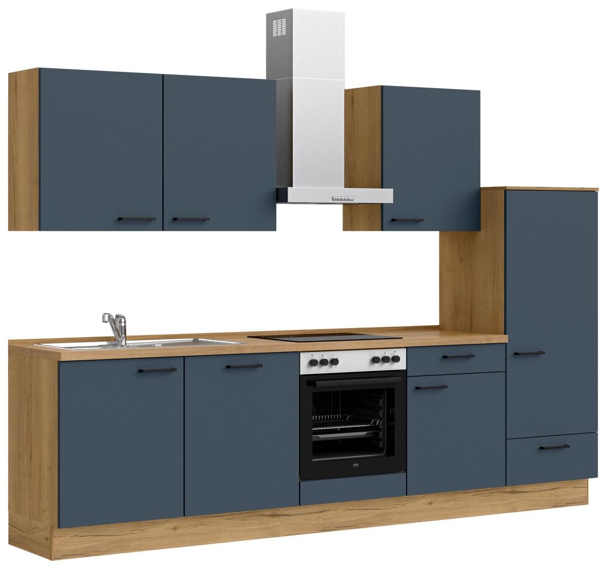 Küchenleerblock Easytouch Low-Line, L10 Rechts - Blau/Eichefarben, MODERN, Holzwerkstoff (300cm) - Nobilia