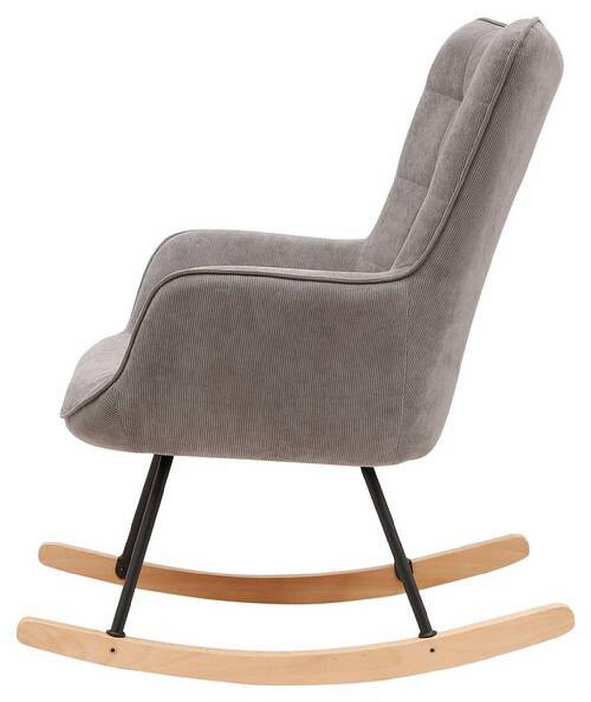 Schaukelstuhl Mit Armlehnen Richie Stoffbezug Grau - Buchefarben/Schwarz, MODERN, Holz/Textil (72/92/92cm) - MID.YOU