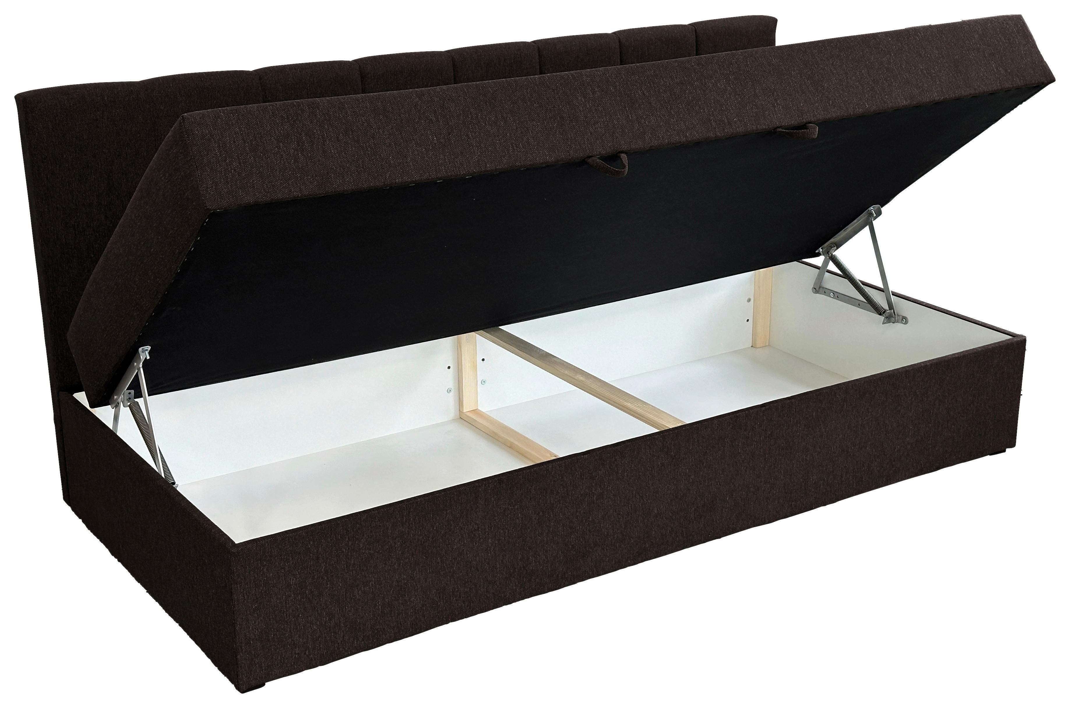 Boxbett Mit Bettkasten Moritz 90x200 Cm Schwarz - Schwarz, Basics, Holzwerkstoff/Textil (90/200cm) - P & B