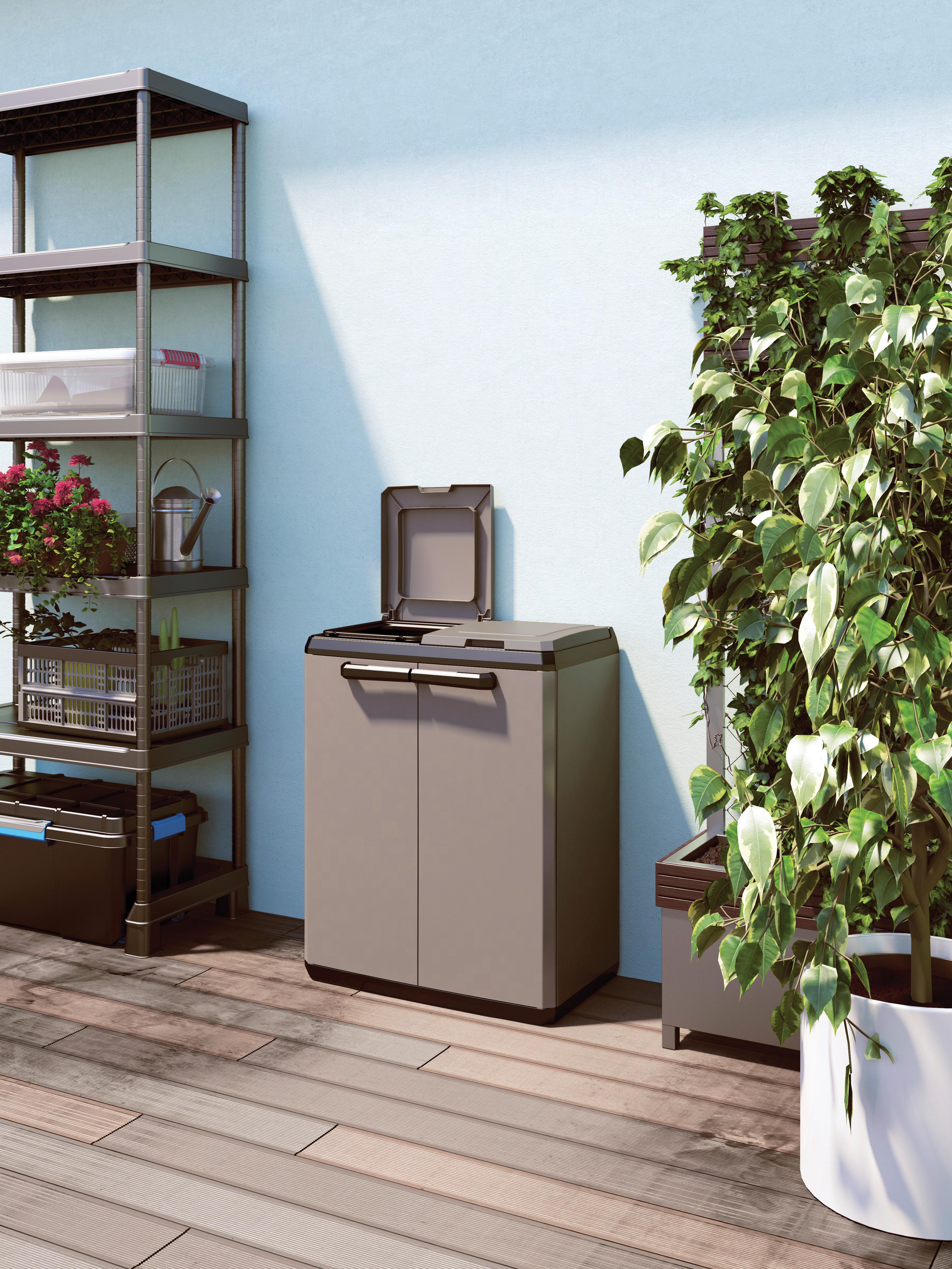 Müllsackständer E-com Split Basic Für 2 Säcke Mit Je 110l - Schwarz/Grau, Design, Kunststoff (68/85/39cm) - Keter