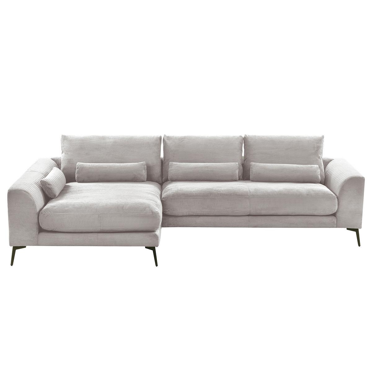 Ecksofa Berlin Cord Hellgrau 172x313 cm - Hellgrau/Schwarz, Design, Textil (172/313cm) - P & B