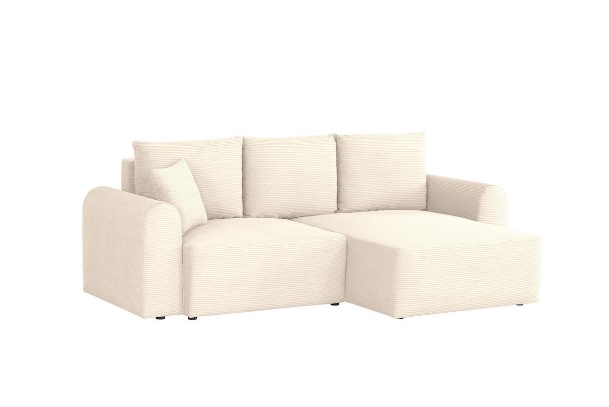 Ecksofa Joni Creme S: 250 cm - Creme/Schwarz, Design, Textil (250/151cm) - MID.YOU
