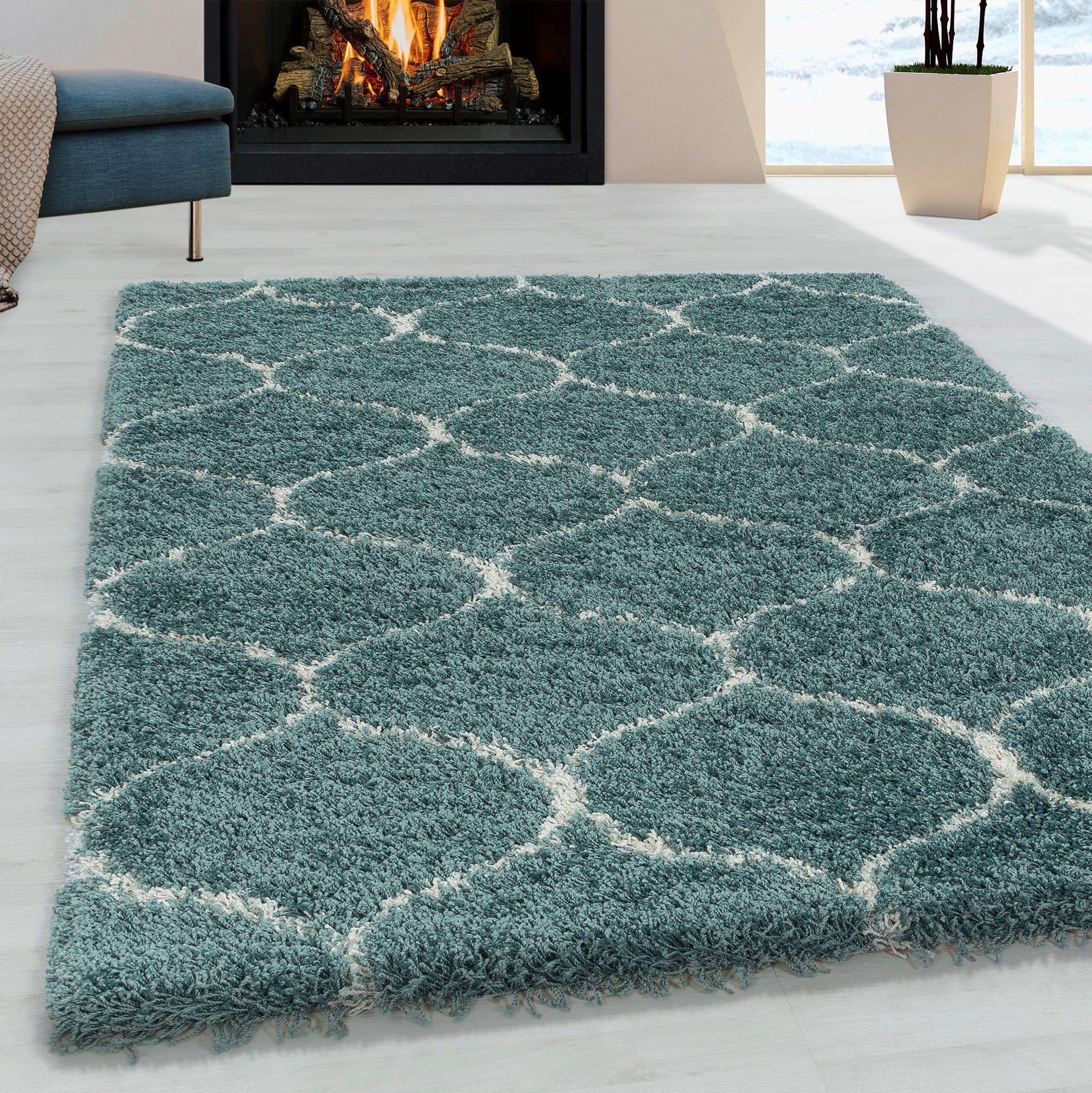 Webteppich Blau Naturfaser Salsa 280x370 cm - Blau, Design, Textil (280/370cm)