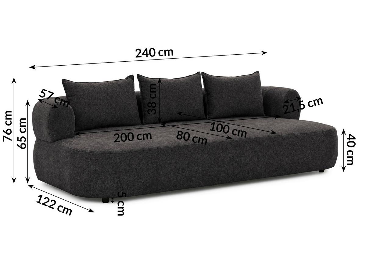 Bigsofa Ferro Schwarz B: 240 Cm - Schwarz, Design, Textil (240/76/122cm) - Livetastic