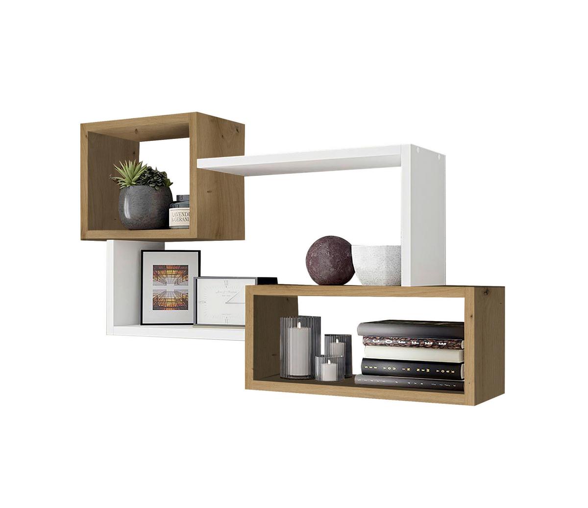 Falipolc Astral - Artisan tölgy/fehér, Basics, faalapú anyag (87/54/18cm)