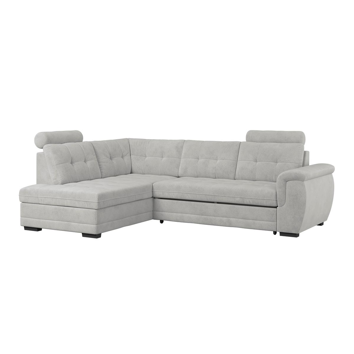 Ecksofa mit Schlaffunktion Falco new Silber 183x251 cm - Silberfarben/Schwarz, KONVENTIONELL, Textil (183/251cm) - Ondega