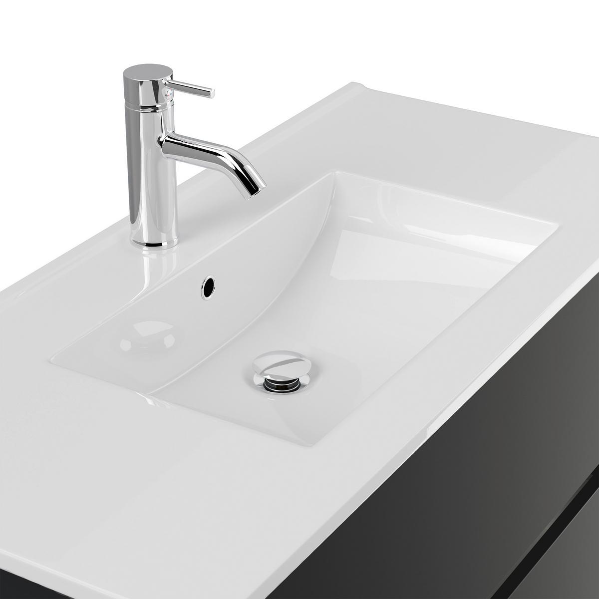 Waschtischkombi Limes Graphitfarben B: 101 cm - Graphitfarben/Weiß, MODERN, Keramik/Holzwerkstoff (101/58,6/47cm) - MID.YOU