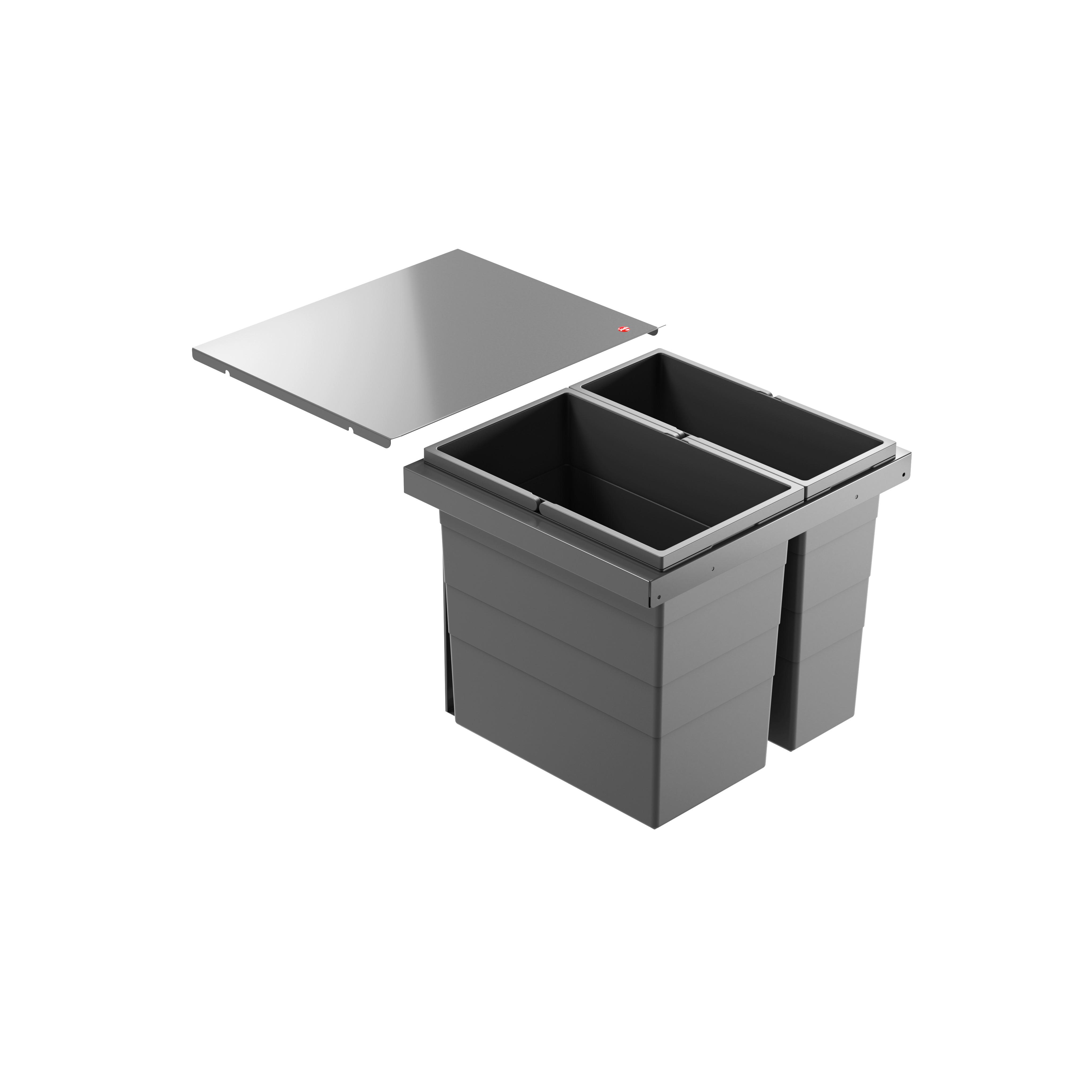 ABFALLSAMMLER TRIPLE XL 50 - Dunkelgrau, Basics, Kunststoff/Metall (50/40,2/40cm) - HKT