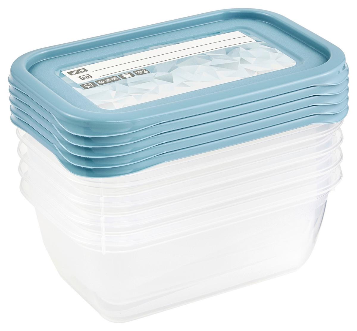 Gefrierdose 5er-Set Mia ca. 0,5 L - Blau/Weiß, KONVENTIONELL, Kunststoff (15,5/10,5/6cm)