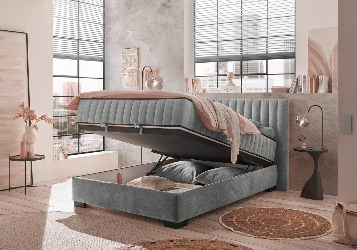 Boxbett Nagol C - Anthrazit/Schwarz, MODERN, Holzwerkstoff/Textil (140/200cm) - MID.YOU