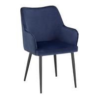 Sametová židle Caria modrá - modrá/černá, Moderní, kov/dřevo (57/89/60cm) - Bessagi Home