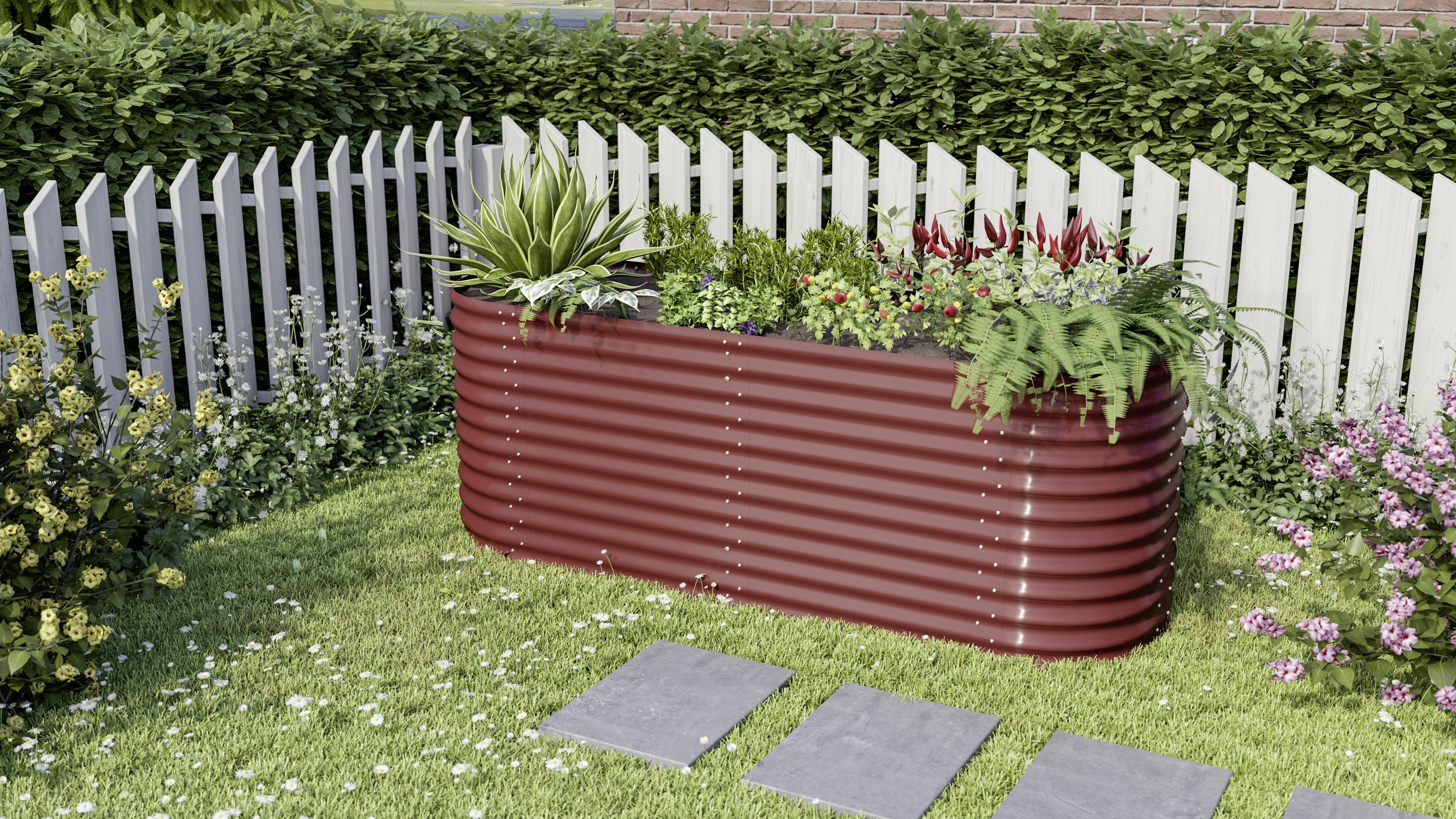 Hochbeet Vita 82,1x85,8x80 cm, Oval, Rot - Rot, Basics, Metall (82,1/85,8/80cm)
