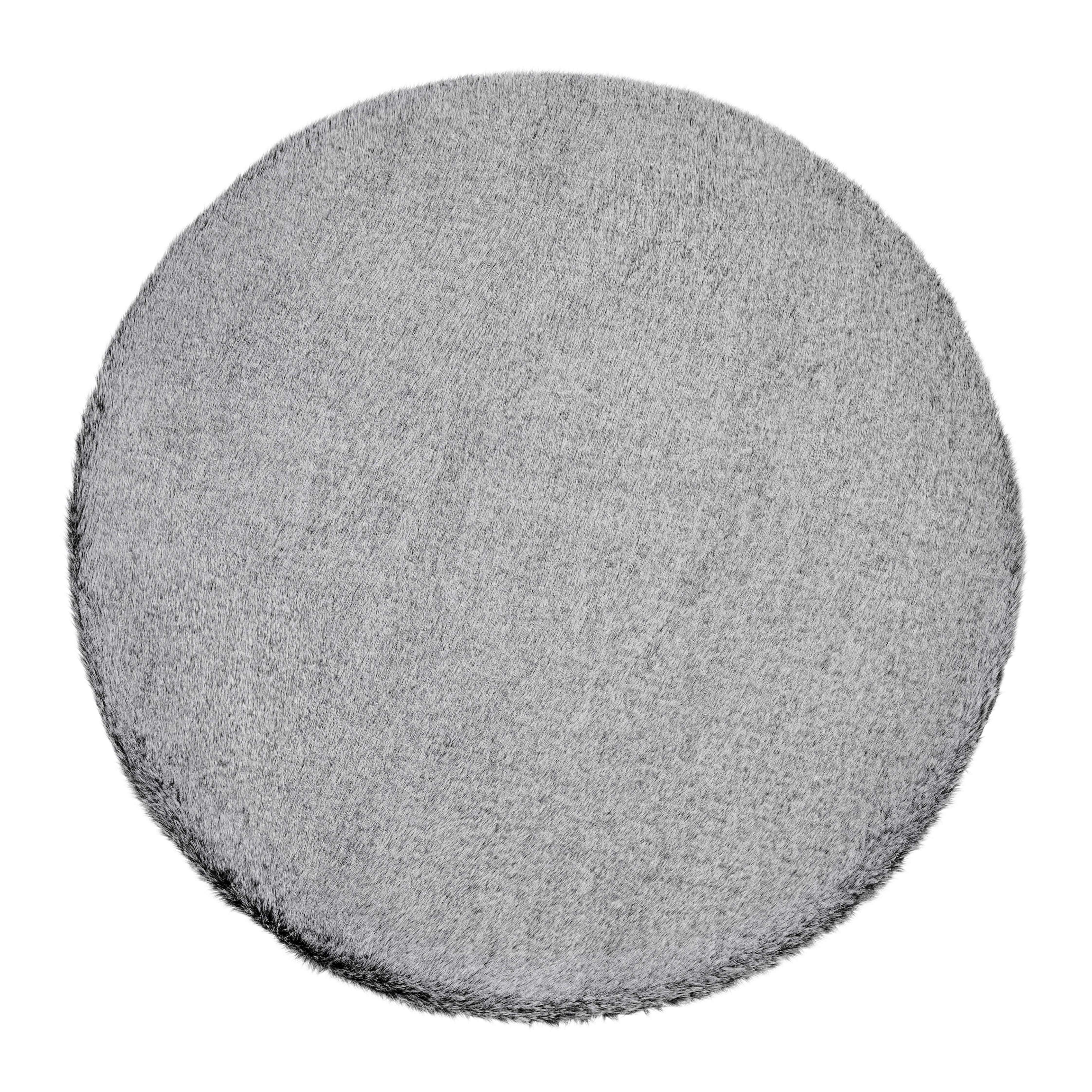 Fellteppich Leni Grau Ø 80 Cm, Rund - Dunkelgrau/Grau, MODERN, Textil (80cm) - Luca Bessoni