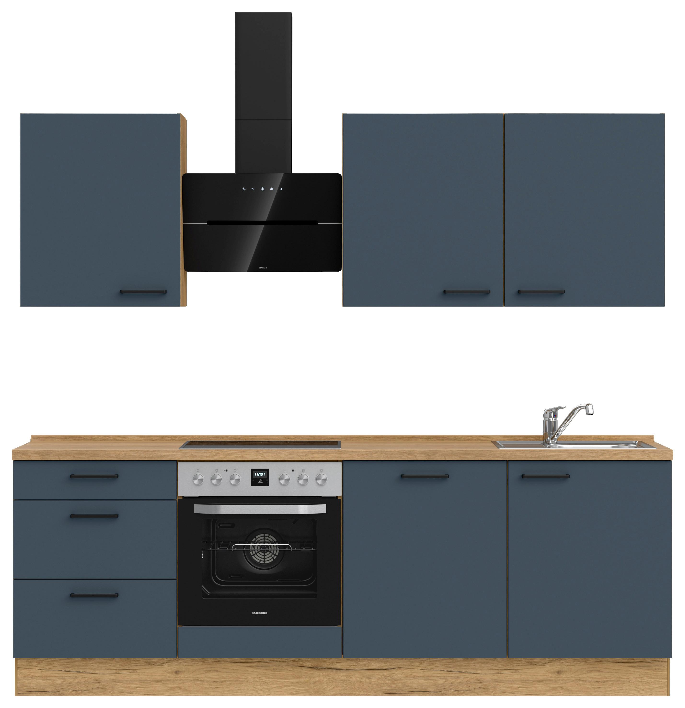 Küchenleerblock Easytouch High-Line, H9 Links - Blau/Eichefarben, MODERN, Holzwerkstoff (240cm) - Nobilia