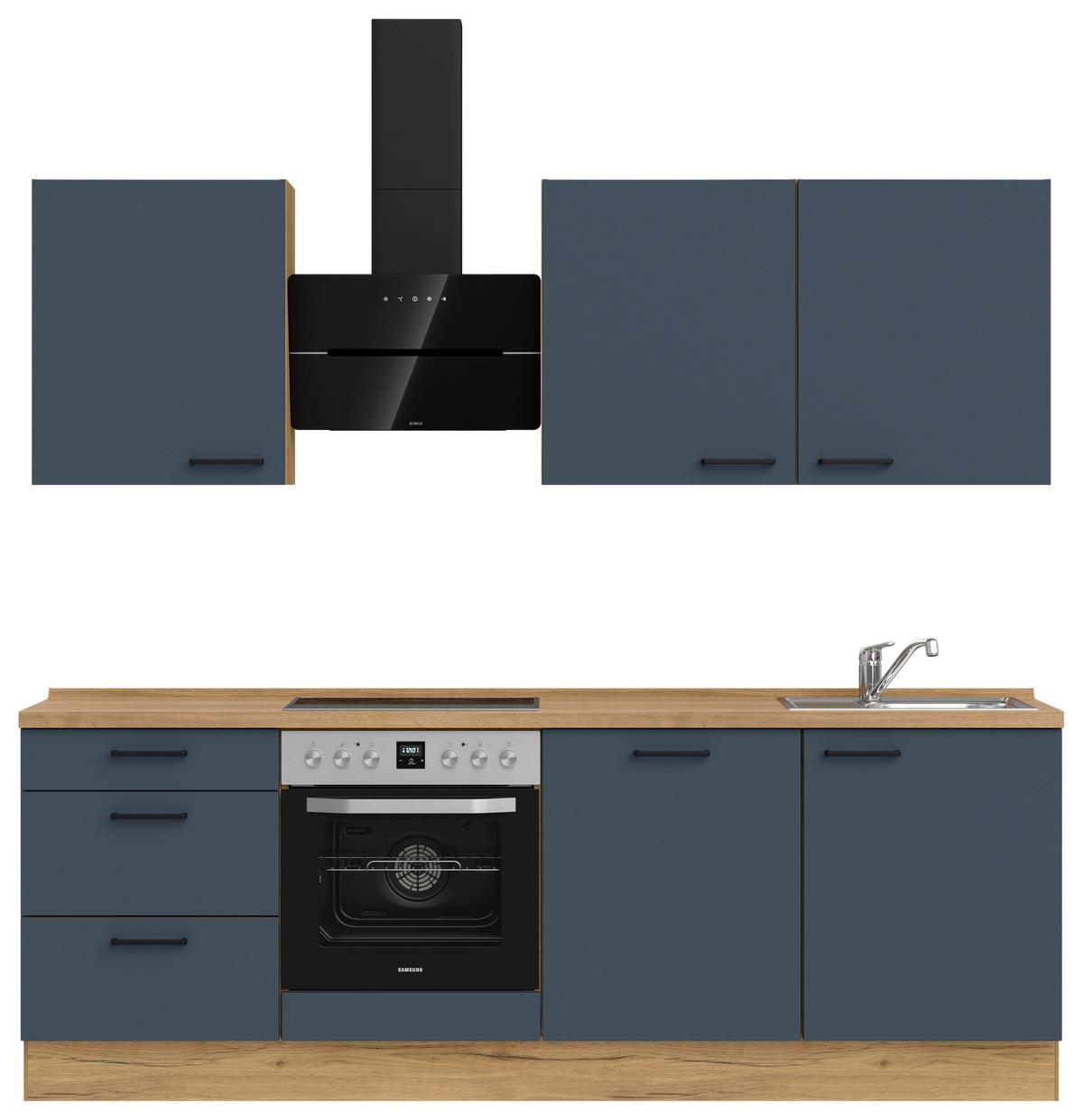 Küchenleerblock Easytouch High-Line, H9 Links - Blau/Eichefarben, MODERN, Holzwerkstoff (240cm) - Nobilia