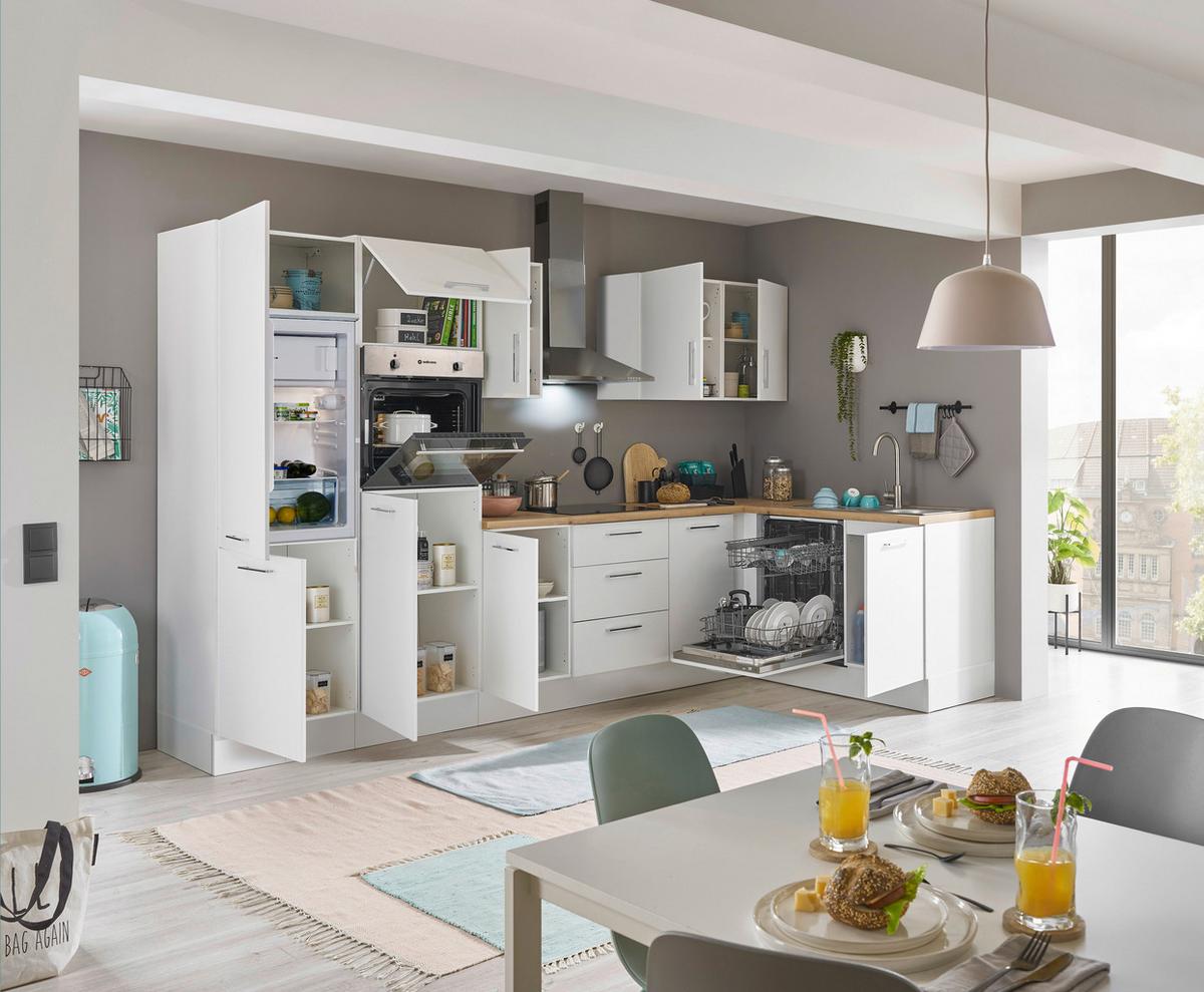 Eckküche Turin Weiß/Eiche Dekor 340x175 cm - Weiß/Eiche Artisan, Basics, Holzwerkstoff (340/175cm) - MID.YOU