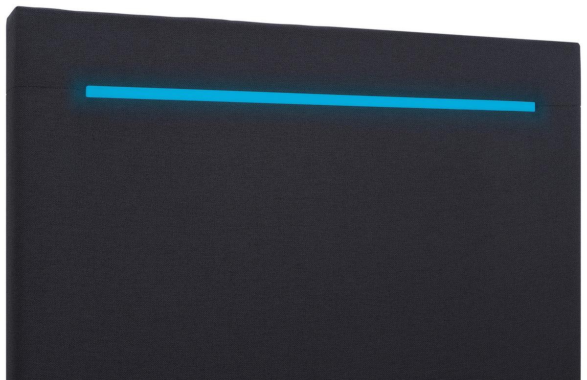 Boxbett 100 Led 100x200 Anthrazit - Anthrazit/Schwarz, MODERN, Holzwerkstoff/Textil (100/200cm) - MID.YOU