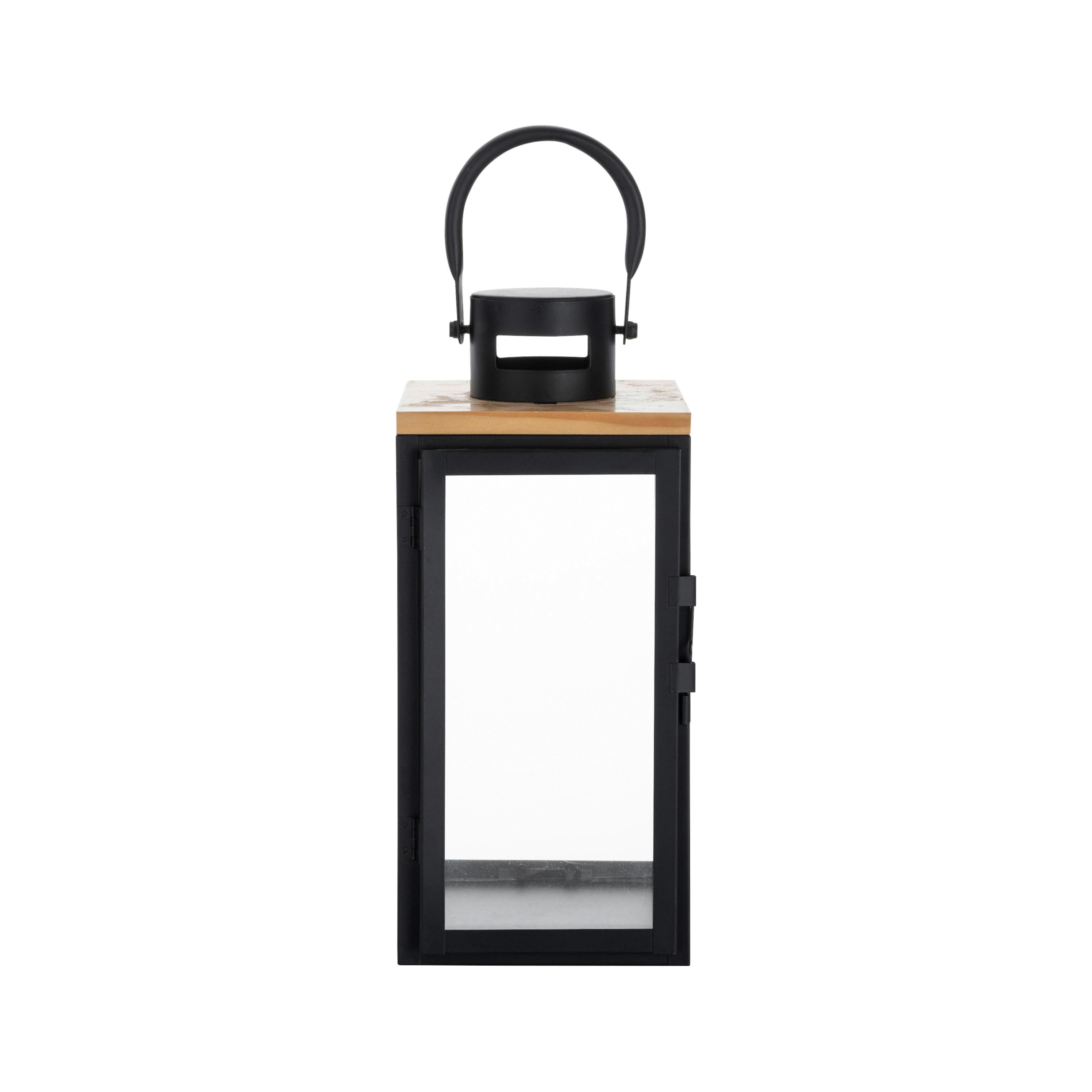 Lampáš Pure, výška: 29cm - čierna, kov/kompozitné drevo (13/29/14cm) - Premium Living