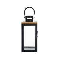Lampáš Pure, výška: 29cm - čierna, kov/kompozitné drevo (13/29/14cm) - Premium Living