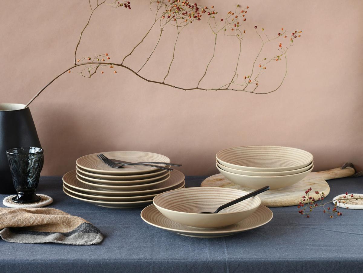 Tellerset 12 Tlg. Catania Steinzeug, Sandfarben - Design - Creatable