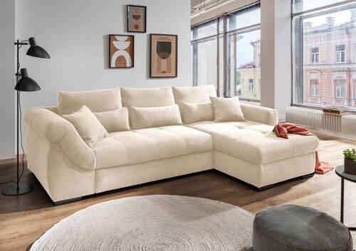 Ecksofa Federico Beige S: 302/188 cm - Beige/Schwarz, MODERN, Holz/Textil (302/188cm) - MID.YOU