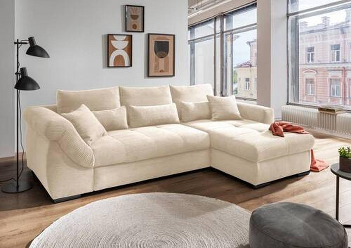 Ecksofa Federico Beige S: 302/188 cm - Beige/Schwarz, MODERN, Holz/Textil (302/188cm) - MID.YOU