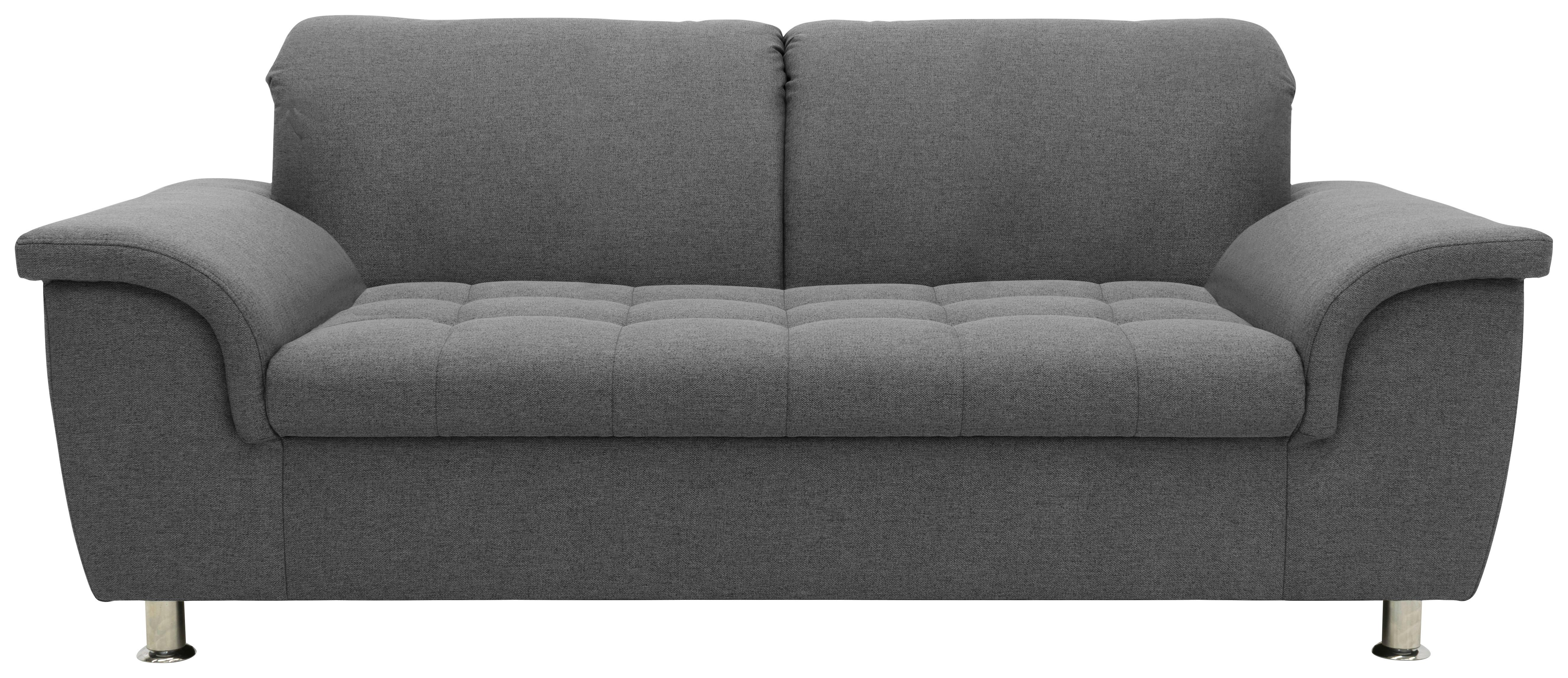 2-Sitzer-Sofa Kopfteil verstellbar Franzi Grau - Chromfarben/Grau, KONVENTIONELL, Textil (190/81/105cm)