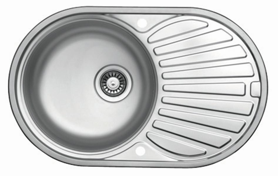 Spüle Rund Edelstahl Bxt: 76,5x48 Cm Mit Abtropffläche - Edelstahlfarben, Design, Metall (76,5/48cm) - HKT