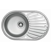 Spüle Rund Edelstahl Bxt: 76,5x48 cm mit Abtropffläche - Edelstahlfarben, Design, Metall (76,5/48cm) - HKT