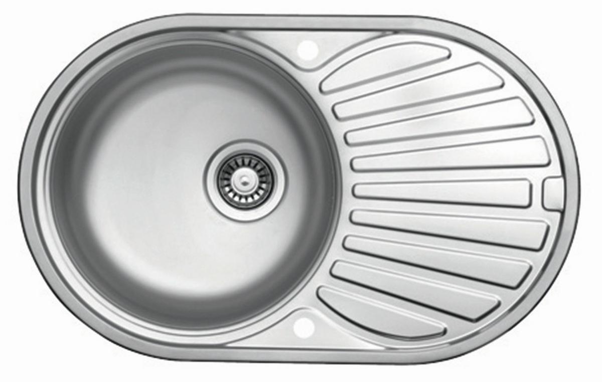 Spüle Rund Edelstahl Bxt: 76,5x48 cm mit Abtropffläche - Edelstahlfarben, Design, Metall (76,5/48cm) - HKT