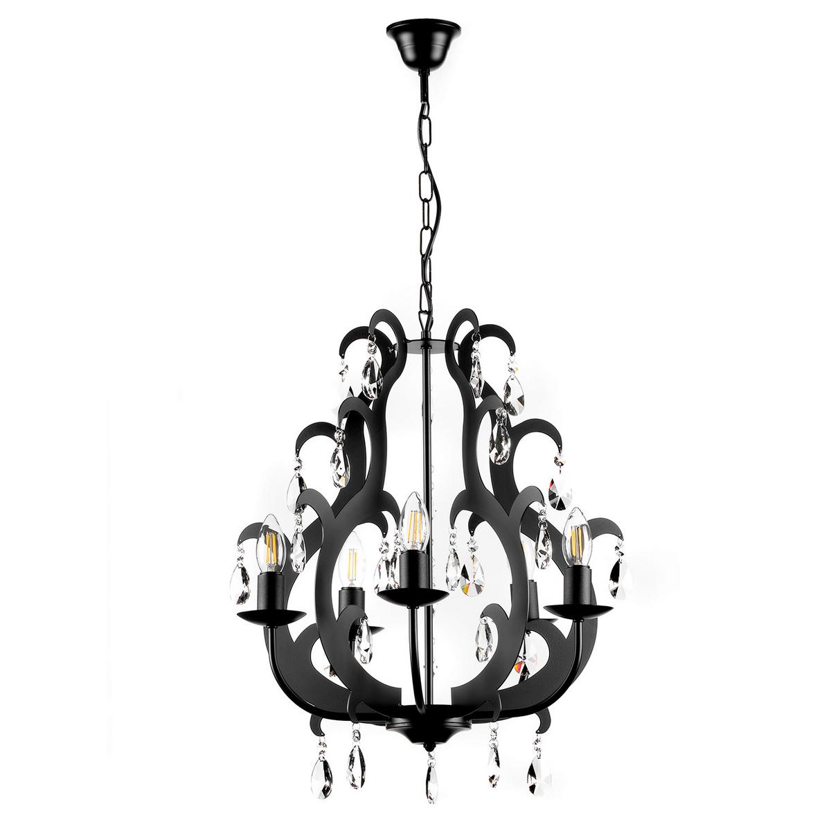 Kronleuchter 4703/5n - Schwarz, Trend, Glas/Metall (45/110cm)