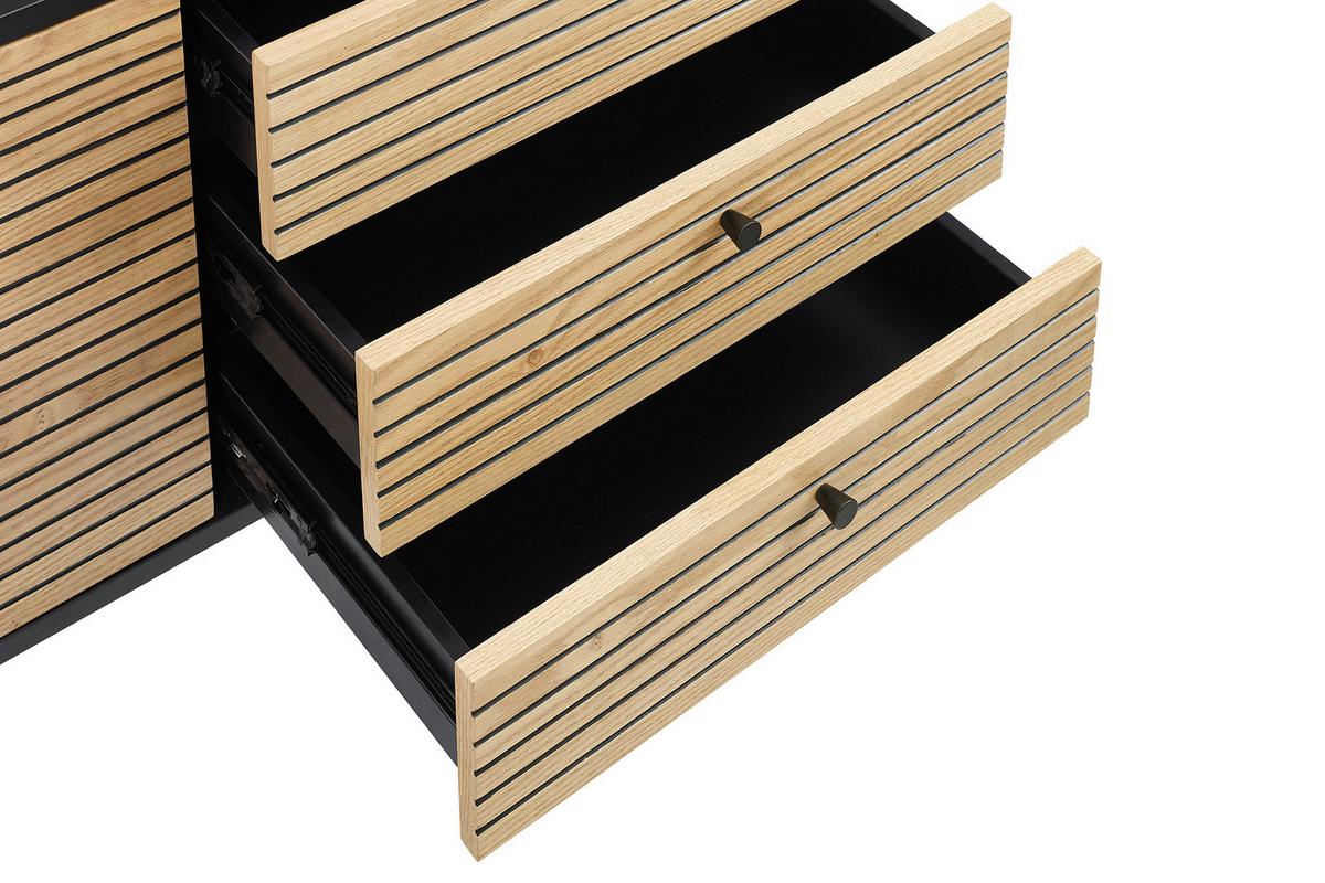 Sideboard Schwarz, Eichefarben B: 160cm - Eichefarben/Schwarz, Design, Holz/Holzwerkstoff (160/85/40cm) - Livetastic