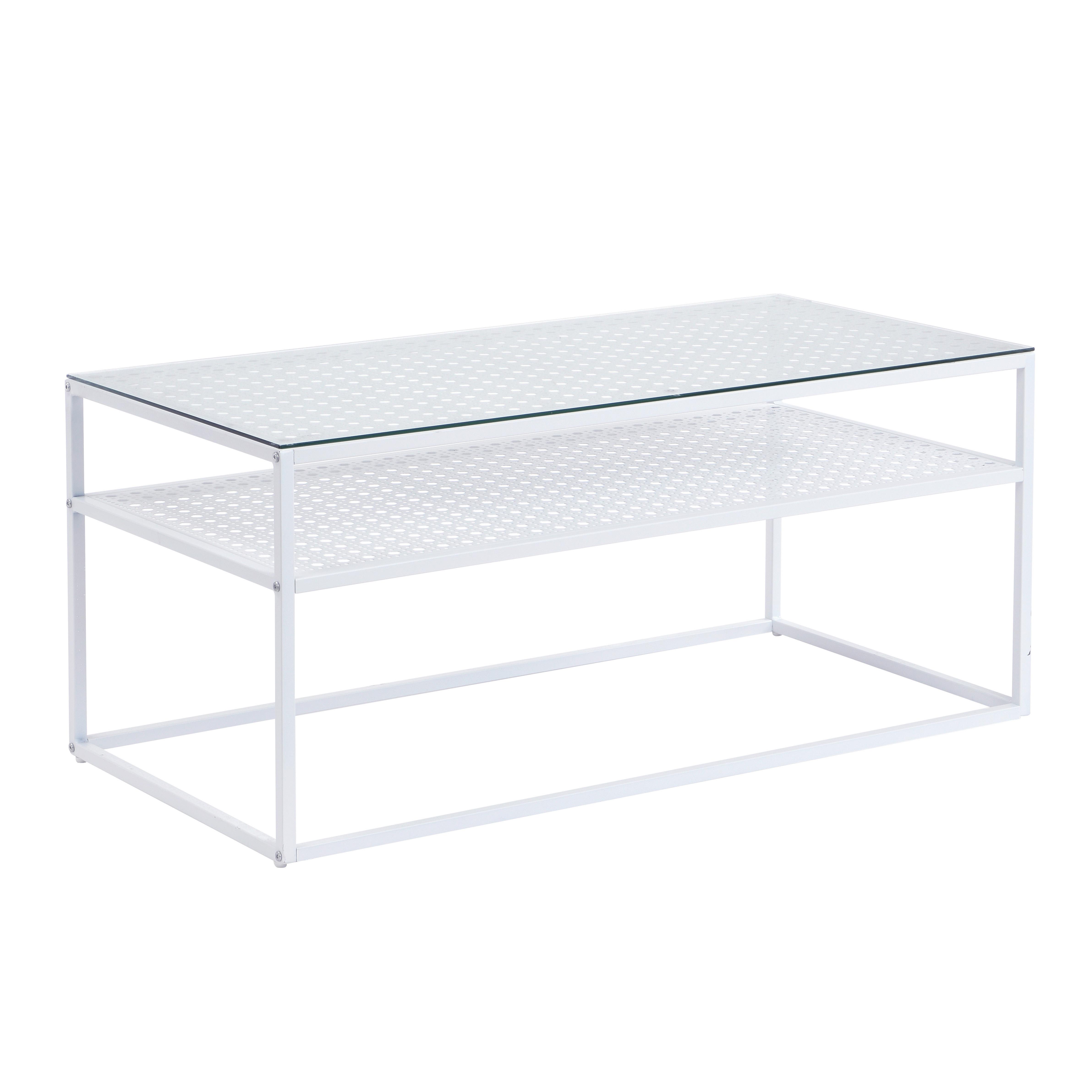 COUCHTISCH Weiß L: 100cm - Weiß, Design, Glas/Metall (100/50/45cm) - MID.YOU